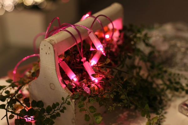 Mini-Lichterkette , 20-teilig pink Birnchen, pink Kabel Sichtpackung