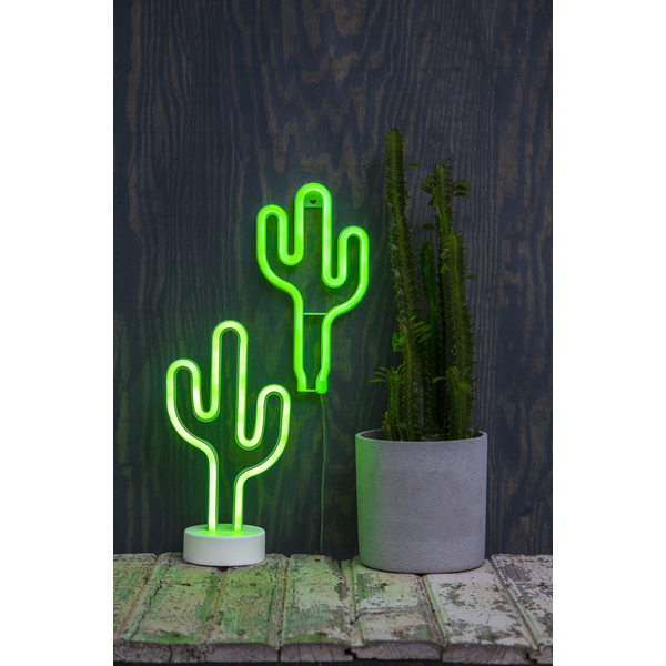 LED-Silhouette Neonlight  grüner Kaktus, zum Hinstellen,  ca.29,5x15 cm, Batterie, Timer,  Vierfarb-Karton"