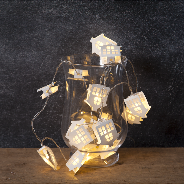 LED-Lichterkette "Paperwork",16weisse Papierhäuser