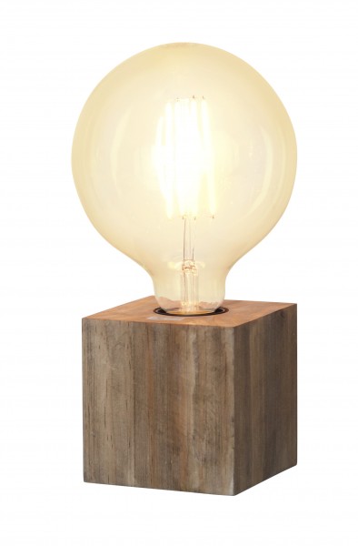 Holz-Leuchte "Kub", mit E27 Fassung, mit Schalter