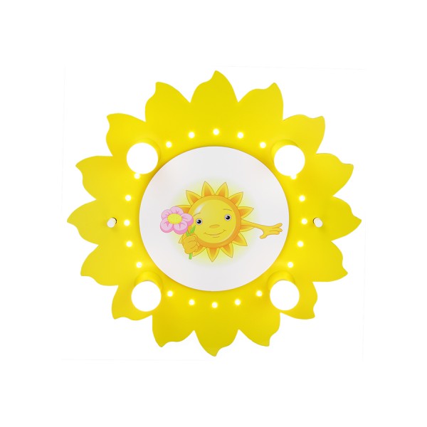 Deckenleuchte Sonne "Sonne mit Blume" gelb 4-flammig
