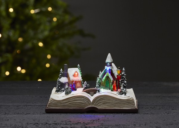 LED-Weihnachtszene "Bookville", bunt