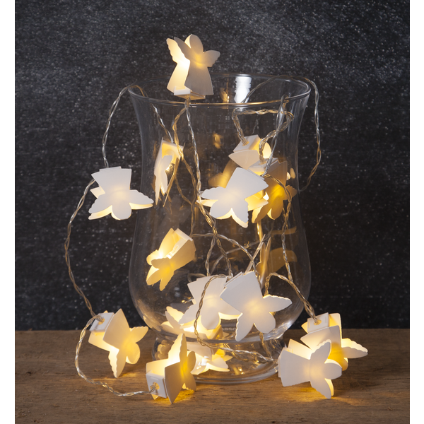 LED-Lichterkette "Paperwork",16weisse Papierengel