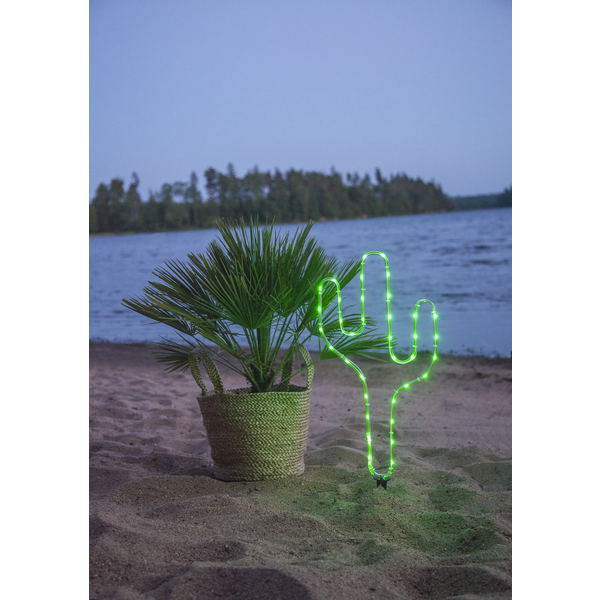 "Batterie-Mini-Lichtschlauch ""Tuby"",Kaktus  Farbe: Grün, 38 LED, ca. 28x54 cm,  mit Batteriefach, Zuleitung ca. 50 cm,  Timer, outdoor, Vierfarb-Karton"