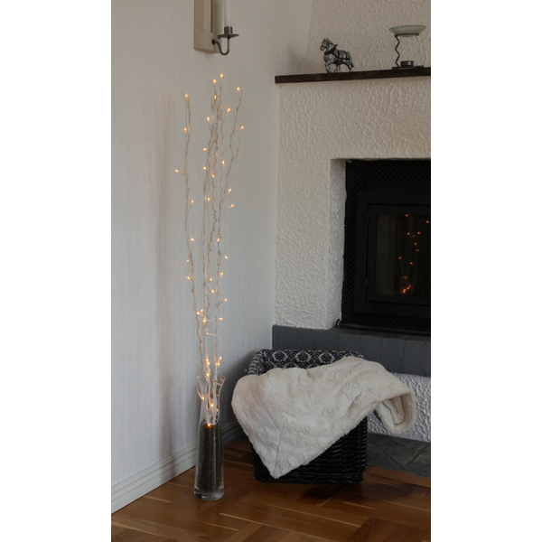 Weidendeko "Willow" mit 60 warm white LED Material: Holz, Farbe: weiss, mit Trafo ca. 115 x 10 cm
