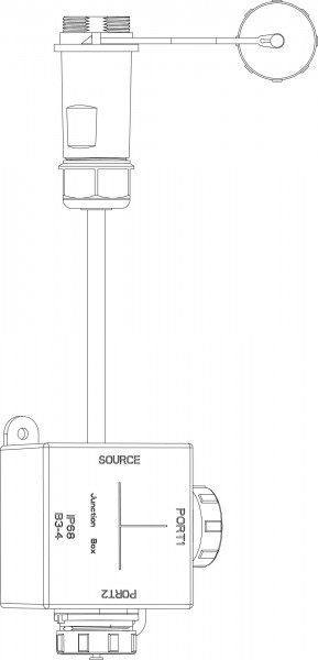 Kabelsystem, Verteiler Weipu 2 Abgänge 2-polig, Länge: 57 mm, Breite: 57 mm, Höhe: 38 mm