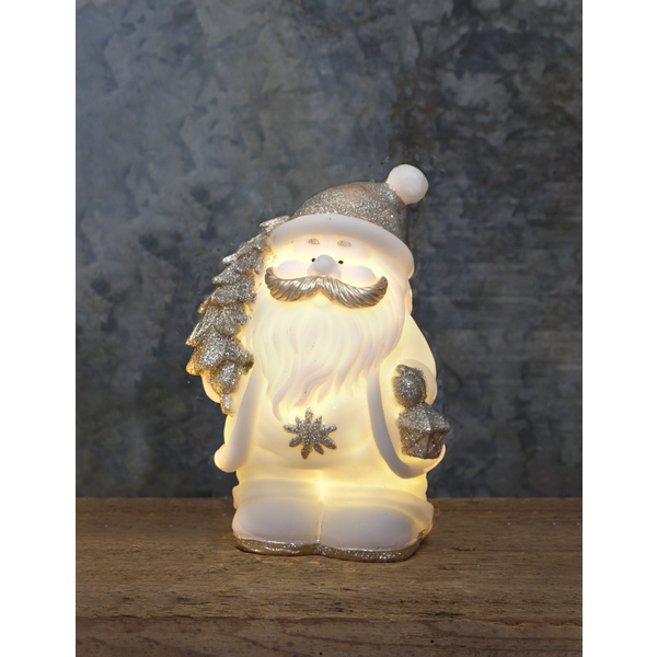 LED-Figur "Buddy", Weihnachtsmann, weiss / silber