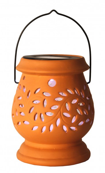 LED-Solar-Laterne "Clay Lantern", terracotta