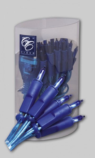 Mini-Lichterkette, 20-teilig blaue Birnchen, blaues Kabel Sichtpackung
