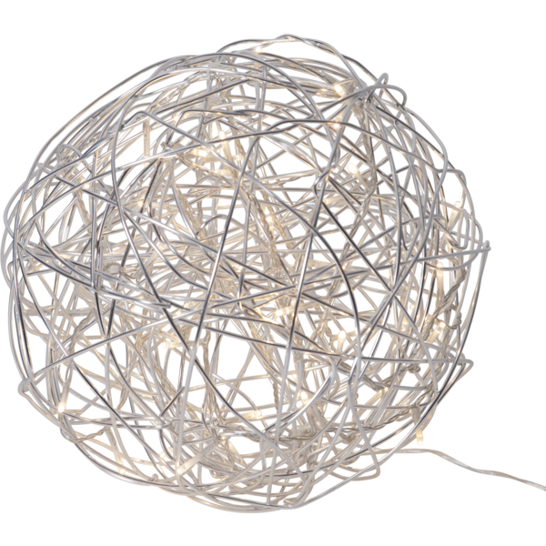 LED-3D Kugel "Trassel", silber, Edelstahlgeflecht