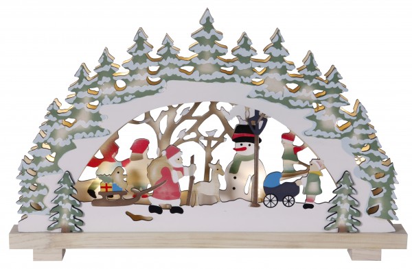 Best Season LED-Fensterleuchter"Deutsche Weihnacht",10 warmw.LEDs. Motiv: Santa im Wald.