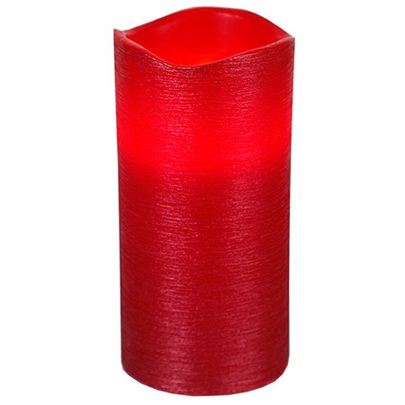LED - Wachskerze "Linda"  Farbe : rot, strukturiert  ca. 15 x 7,5 cm  batteriebetrieben, Timer