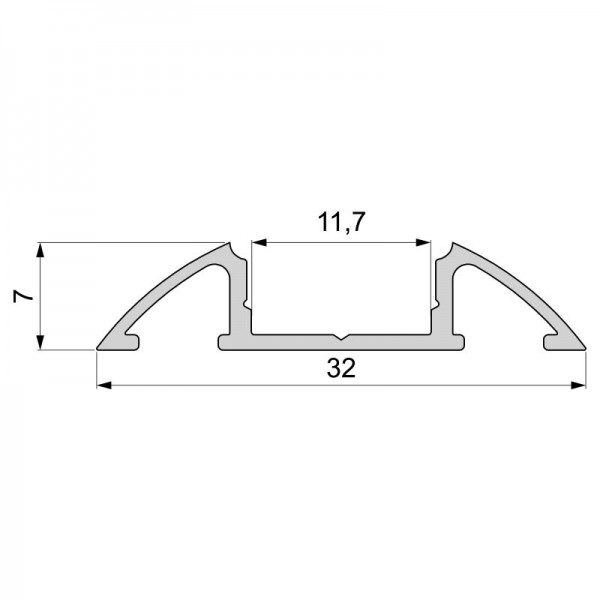 Unterbau-Profil flach AM-01-10 für 10 - 11,3 mm LED Stripes, Silber, gebürstet, 1000 mm