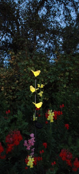LED-Solargartenstab, 3tlg. gelbe Vögel,