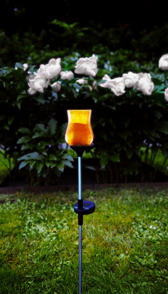 LED-Solar-Stab "Lyon" mit Glas, silber /amber, ink