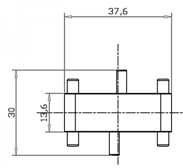Zubehör / Ersatzteil, Verbinder Mia gerade, schwarz, Länge: 13,60 mm, Breite: 37,60 mm, Höhe: 7,62 m