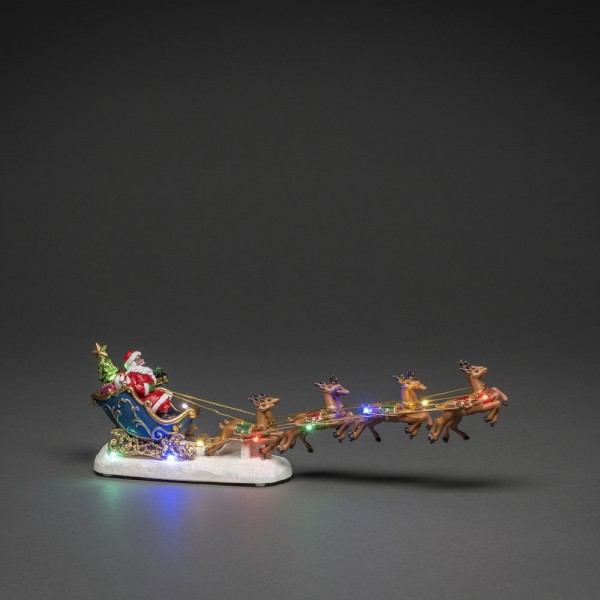 LED Szenerie, Weihnachtsmann im Schlitten mit Rentieren
