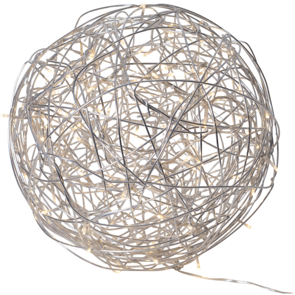 LED-3D Kugel "Trassel", silber, Edelstahlgeflecht