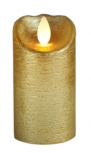 Best Season LED - Wachskerze "Glow Flame" Farbe : gold, flackernde Flamme ca. 10 x 5,5 cm batteriebetrieben, Timer 